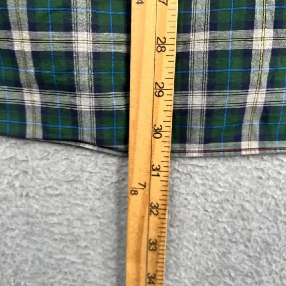 J Crew Heathered Cotton Shirt XL Green Plaid Casual Button Up Long Sleeve Mens